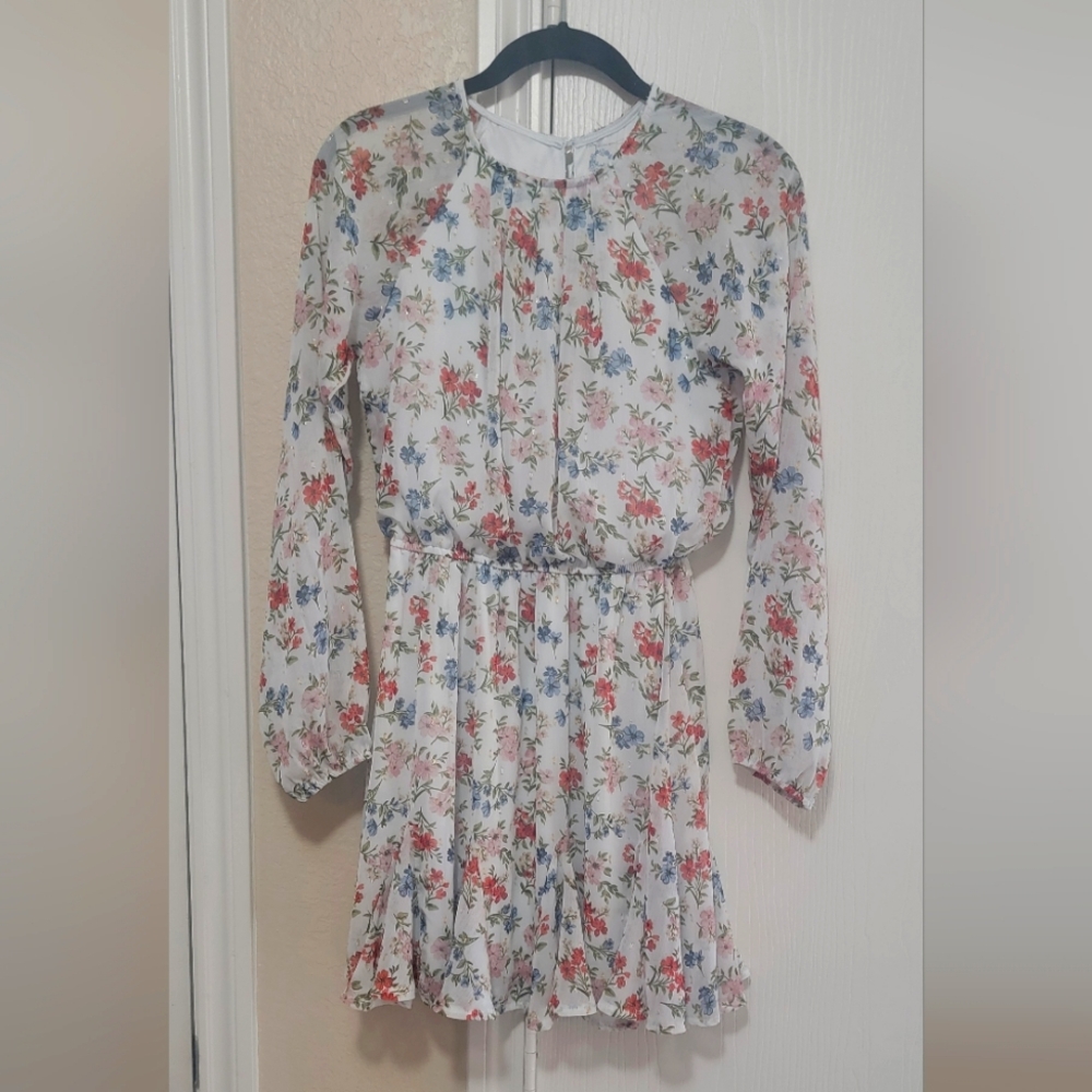 BLUE RAIN PASTEL FLORAL PRINT DRESS